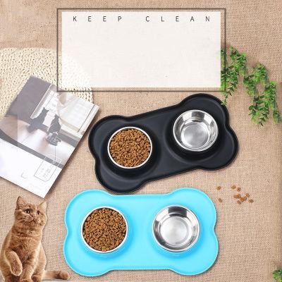Wholesale Pet Shop Silicone Pet Feeder Logo Custom Stainless Steel Pet Food Bowl