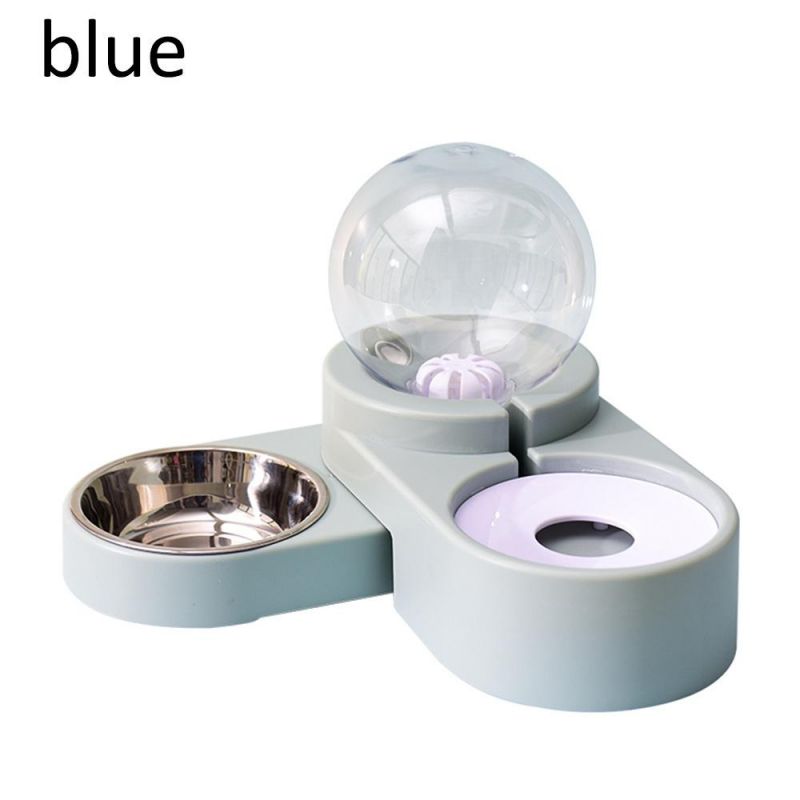 Pet Double Bowl Automatic Dispenser with Simple Spherical Design and Have a Large Capacity