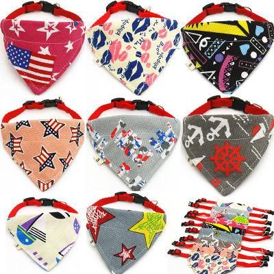 Wholesale Multiple Sizes Cotton Polyester Triangle Collar Bandana Dog Scarf Bandanas Bibs for Dogs Puppies
