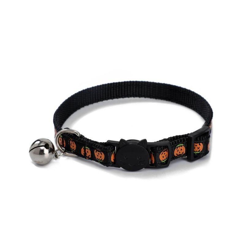 Halloween Safety Reflective PVC Tag Cat Collar Breakaway Buckle Cats Collar with Bell