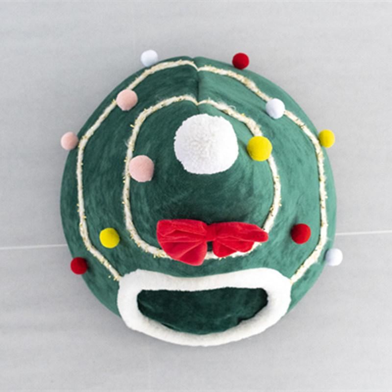 Wholesale OEM Washable Christmas Pet Bed Indoor House for Dogs Cats
