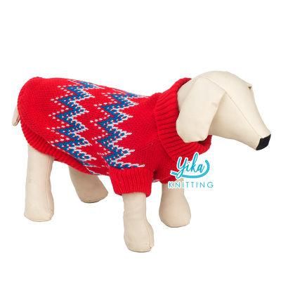 Acrylic Argyle High Neck Knit Puppy Garment OEM Custom