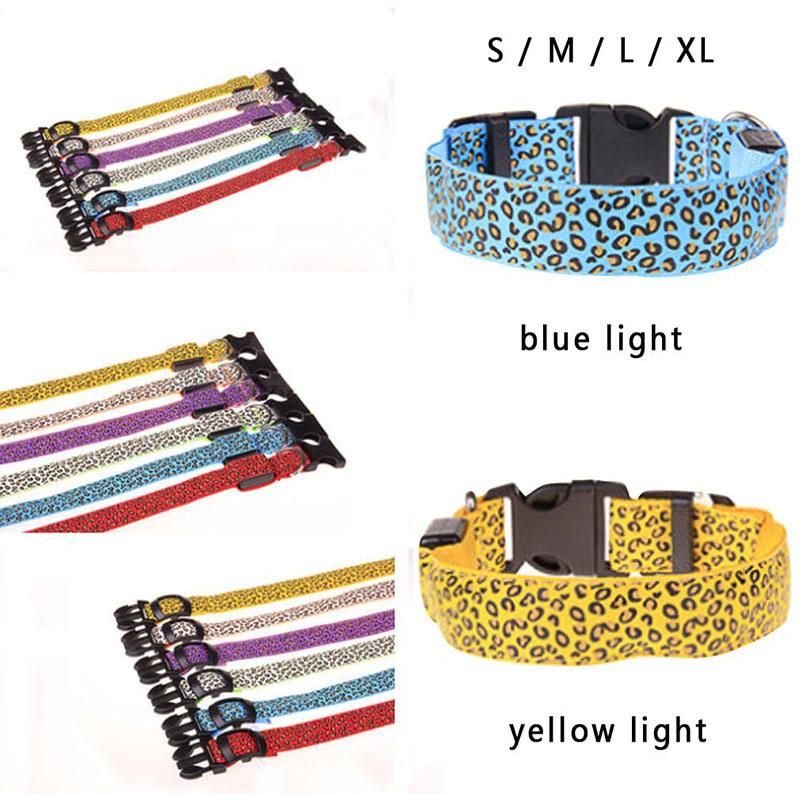 Nylon Leopard Spots Luminous LED Dog Collar Pet Products