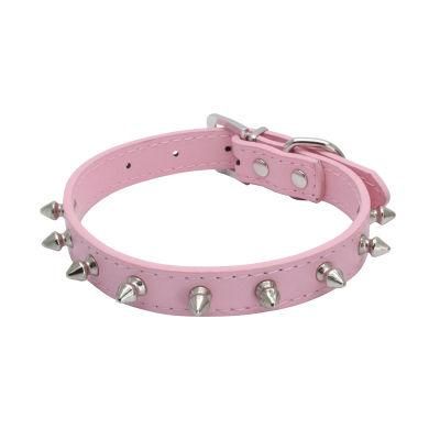Adjustable Vegan PU Leather Dog Collar Strong Spiked Dog Collar