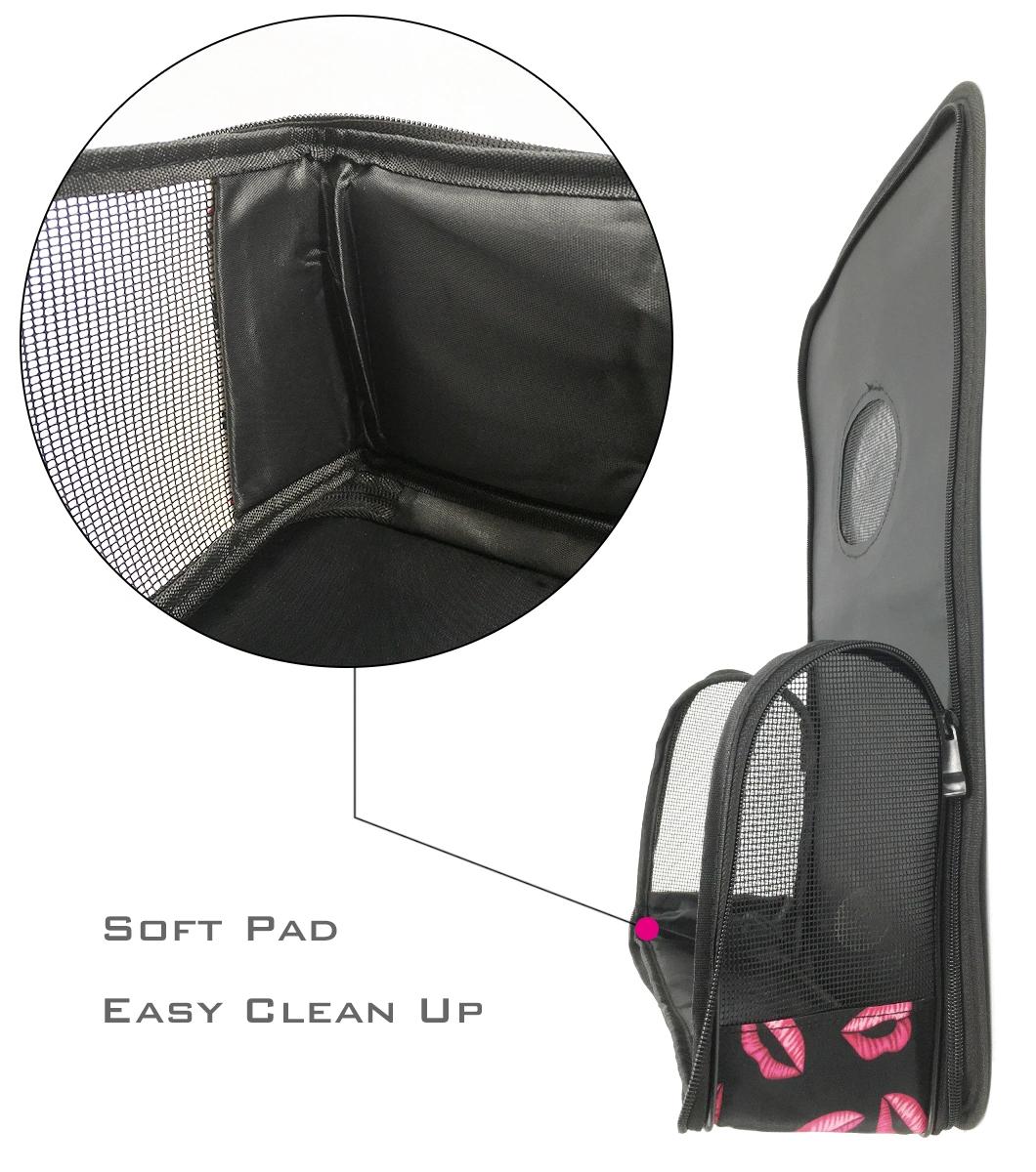 Pet Cat Carrier, Soft Sided Small Dog Travel Carriers Bag, Stop Sliding Zipper, Comfortable Ventilation and Safety Design