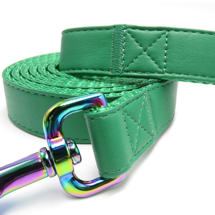 OEM Custom Adjustable Personalize Pet Leash Luxury Vegan PU Leather Dog Lead