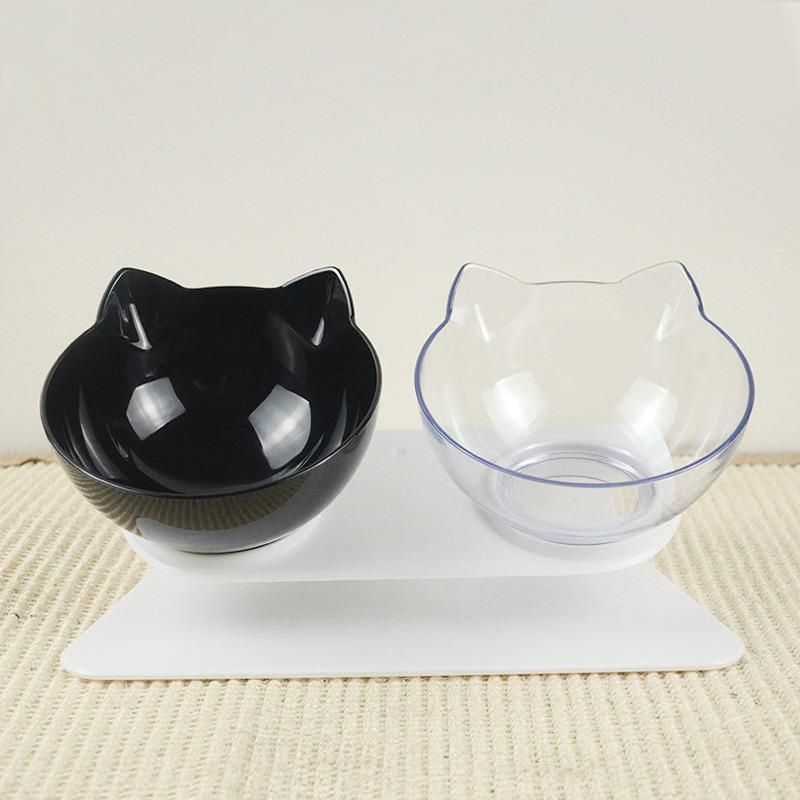 Non-Slip Double Cat Bowl Dog Bowl with Stand Pet Feeding