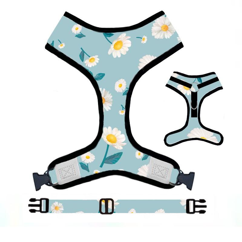 New Fashion Cute Custom Print Cartoon Floral Soft Neoprene Air Mesh Padded Pet Cat Dog Harness/ Colored/Floral/Pet Vest