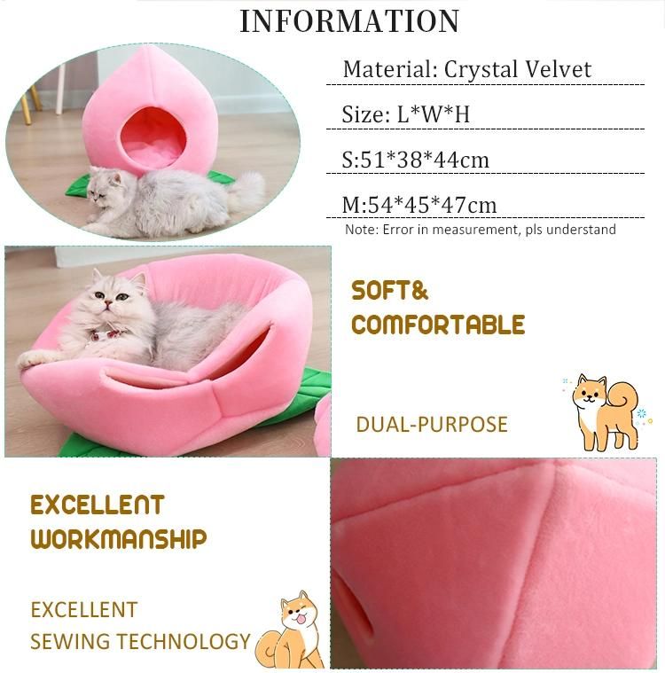 Fruit Peach Shape Warm Soft Pet Nest Bed for Small Animals Sleeping Bag for Dog Cat