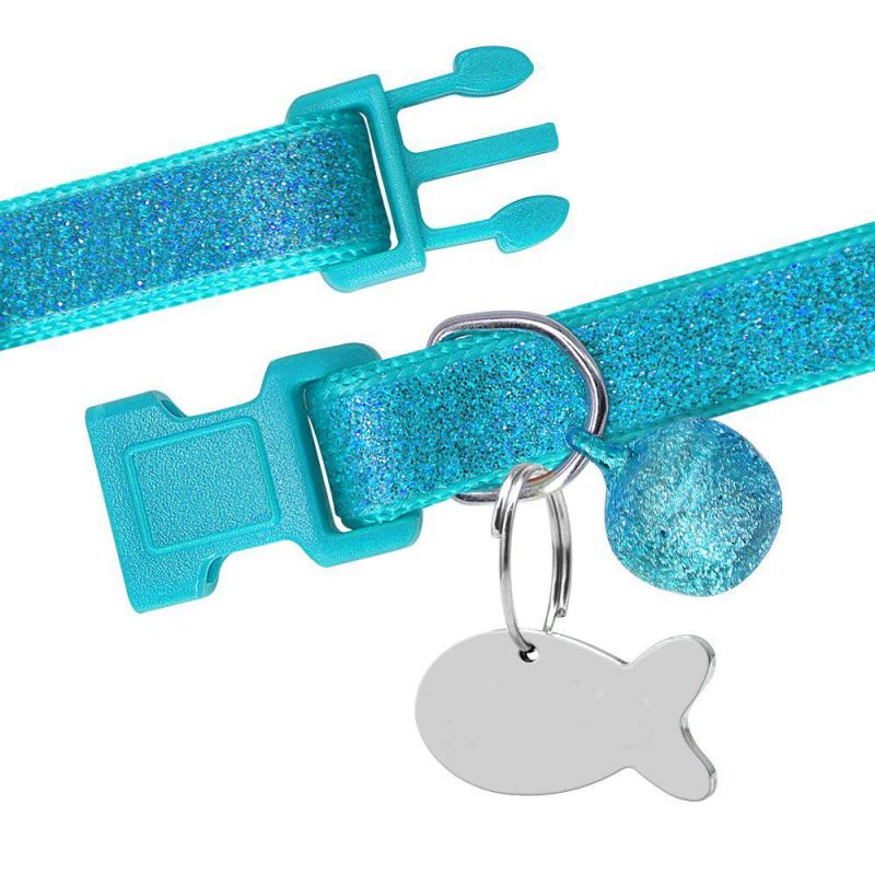 Hot Selling Adjustable Bling Nylon Pet Dog Collar, Small Dog Necklace Bling Glitter Safety Collar for Puppy Cat Collar