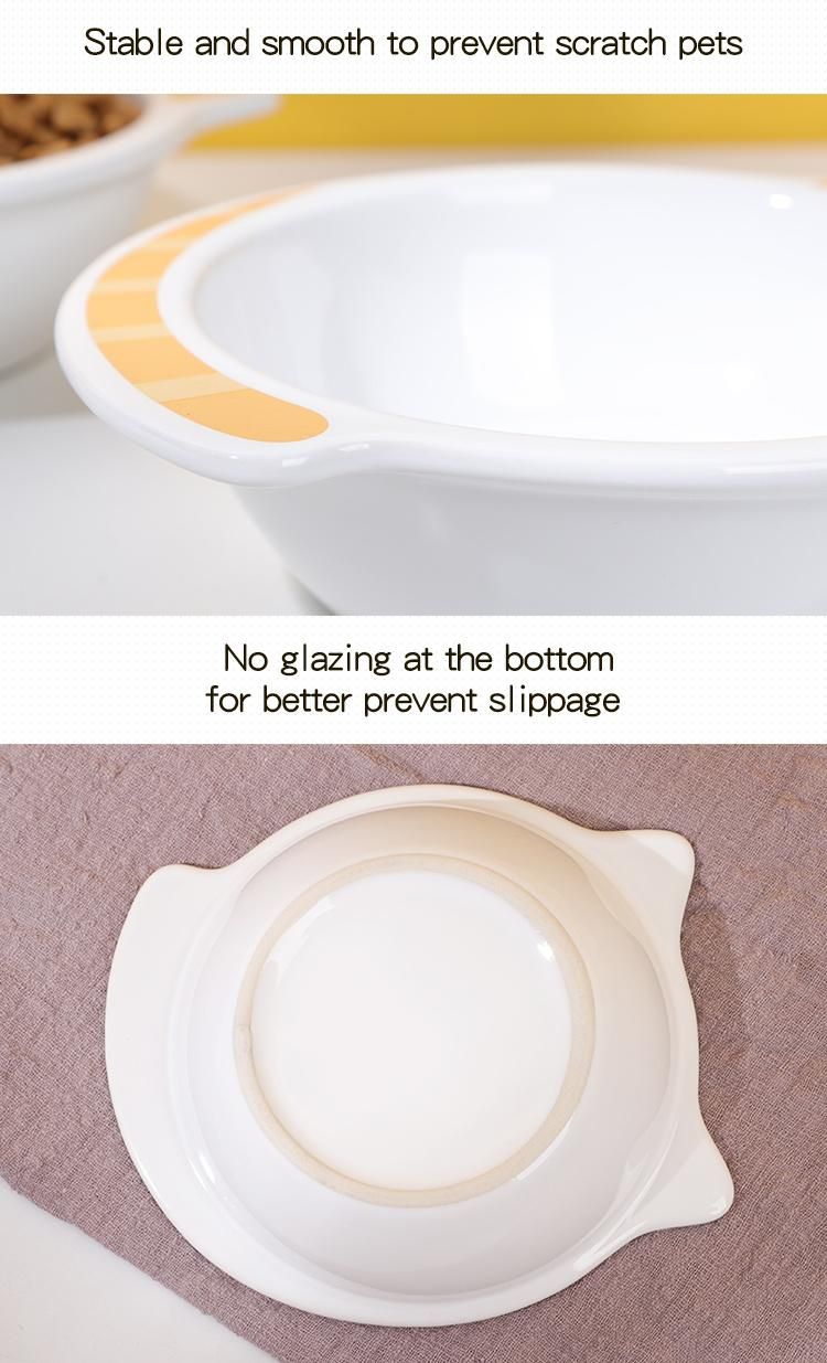 New Design Ceramics Enlarged Mouth Pets Bowl Cat Dog Food Drinking Dish Bowl