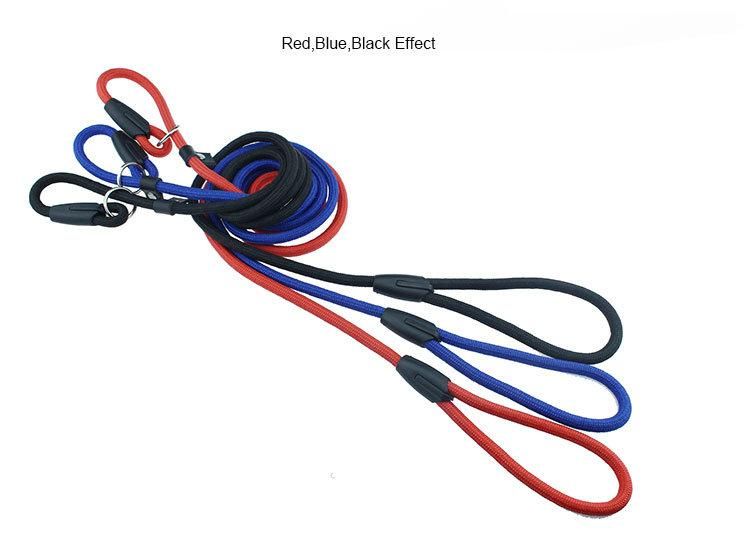 Factory Price Rope Dog Leash and Collar with Leather Stopper