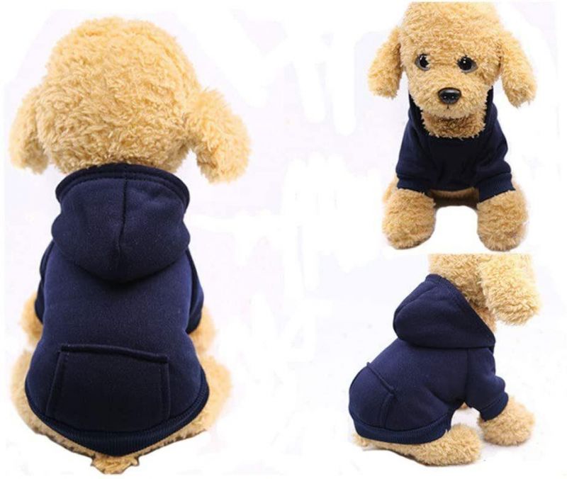 Winter Dog Hoodie Sweatshirts with Pockets Cotton Warm Dog Clothes