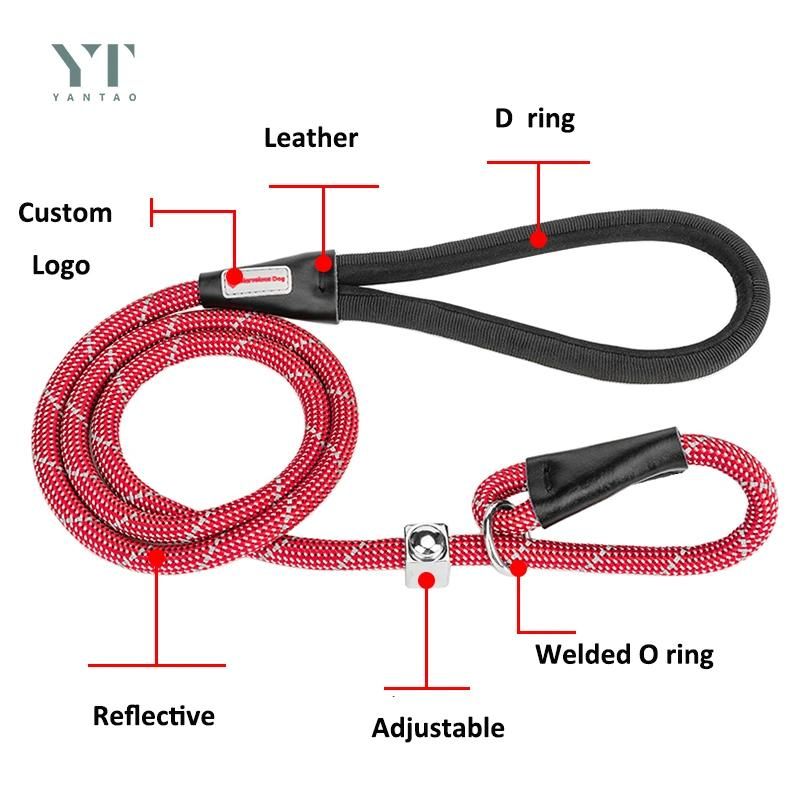 Heavy Duty Strong Training Tactical Red Dog Rope Leash Collar Rope Dog Collar Leash Without Clip