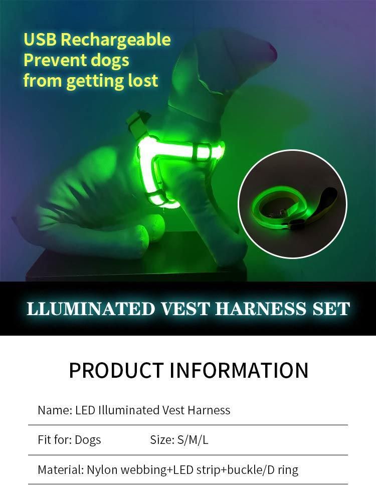 Quality Ventilation Brilla Pet Pecho Espalda LED Strip Dog Harness