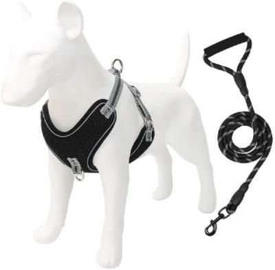 Soft Padded Thicken Air Mesh Dog Harnesses with Handle Leashes