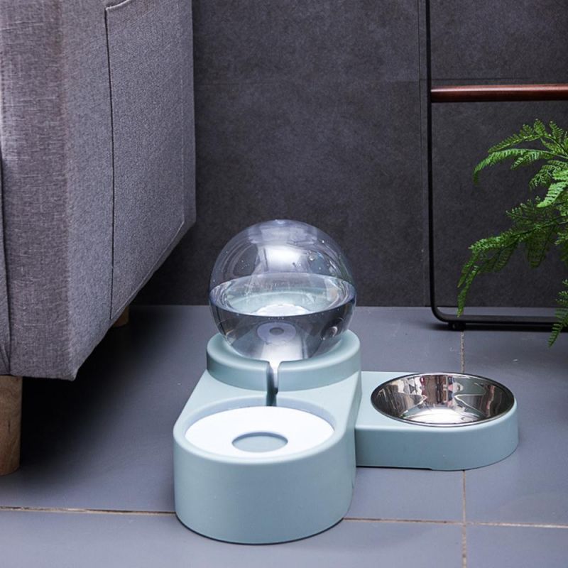 Pet Double Bowl Automatic Dispenser with Simple Spherical Design and Have a Large Capacity