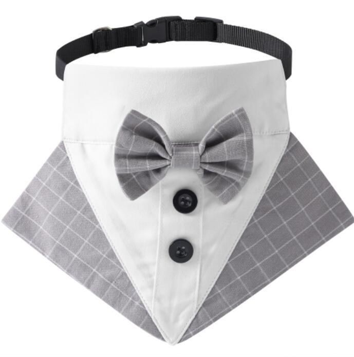 Formal Dog Tuxedo Wedding Dog Bandana Collar with Bow Tie Adjustable Dog Bowtie Collar Bandana for Small Medium Large