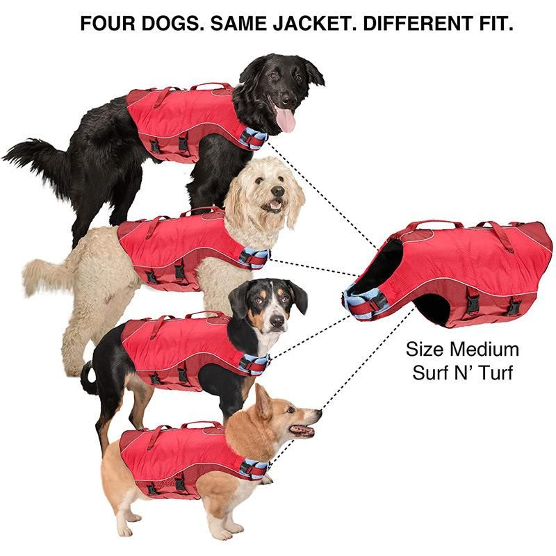 Life Jacket Safety Doggy Floats Reflective Adjustable with Two Control Handles for Small, Medium, Large Pets