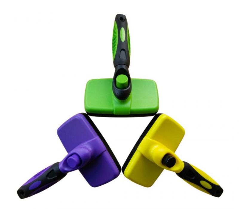 High Reputation Pet Groomer Grooming Hair Removal Self Cleaning Hair Pet Brush Green