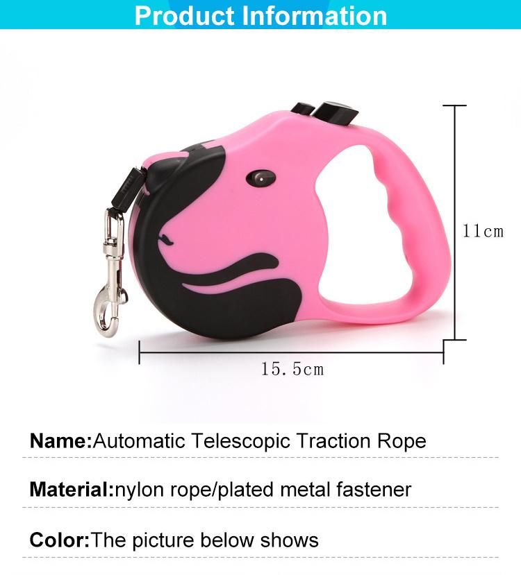 Dog Lead Automatic Portable LED Rope Retractable Dog Leash 5m