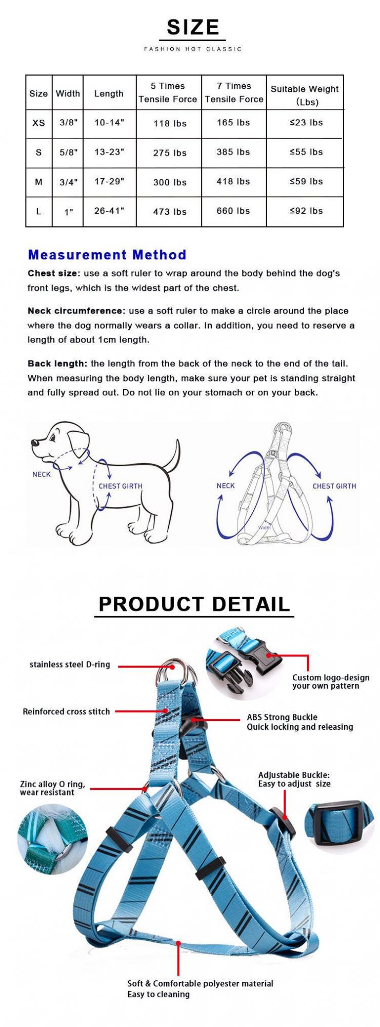 Wholesale Personalized Fashion Safety Adjustable Easy Walk Sublimation Custom Dog Harness