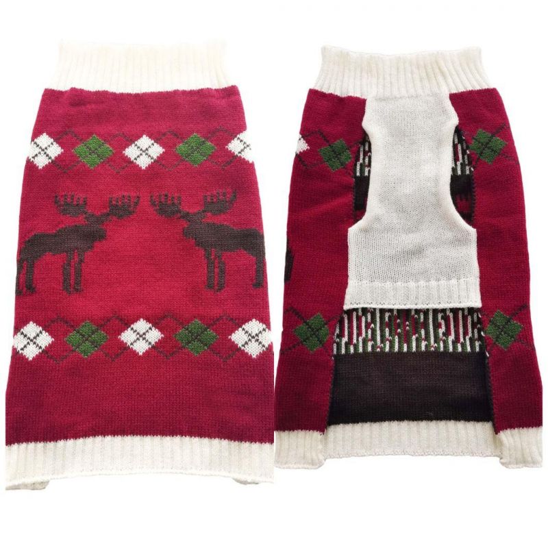 Christmas Moose Sweater Knitted Acrylic Dog Accessories Apparel Pet Clothes