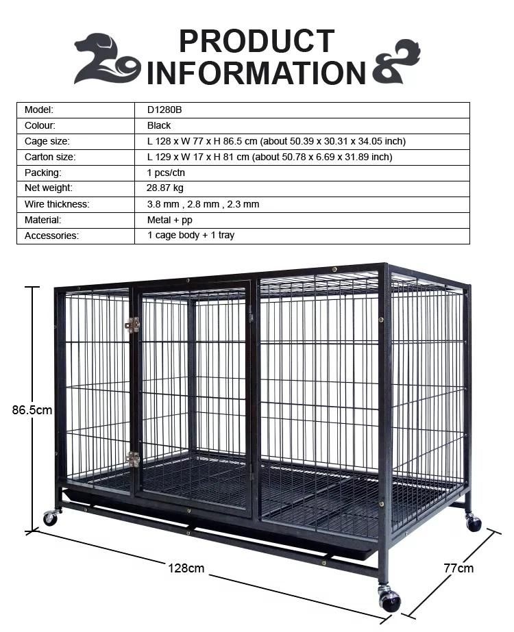 Hot Sale in America Black Color Iron Dog Metal Cage Pet House Animal Kennel