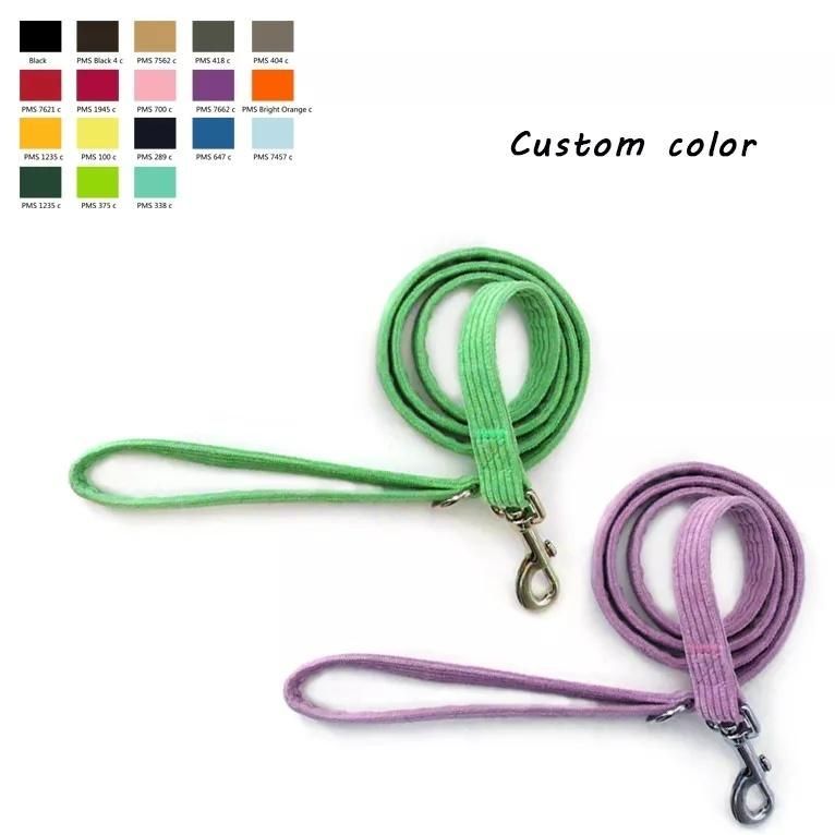 Eco-Friendly Fabric Velvet Dog Harness Corduroy Easy Walking Dog Collar and Leash Set, Custom Adjustable Dog Harness