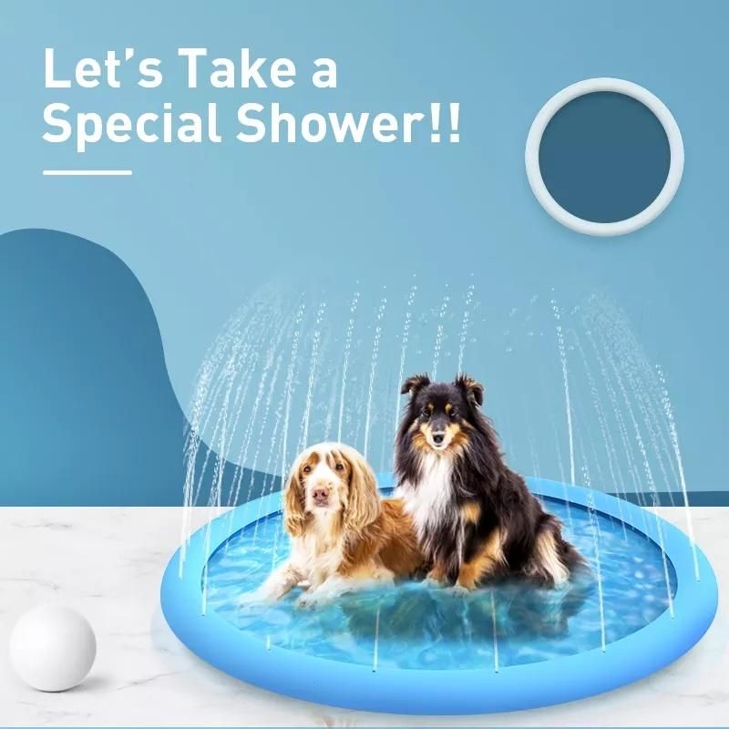 Amazon New PVC Inflatable Water Spray Mat Pad in Stock Dog Bed Water Spray Toy Pad Folding Pet Pool Wholesale