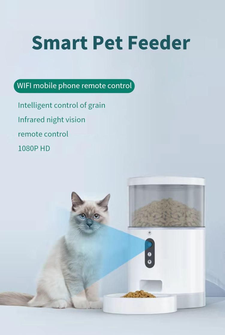 Pet Intelligent Automatic Feeder with WiFi Remote Control with Video Monitors Rechargeable Suitable for Dogs Cats