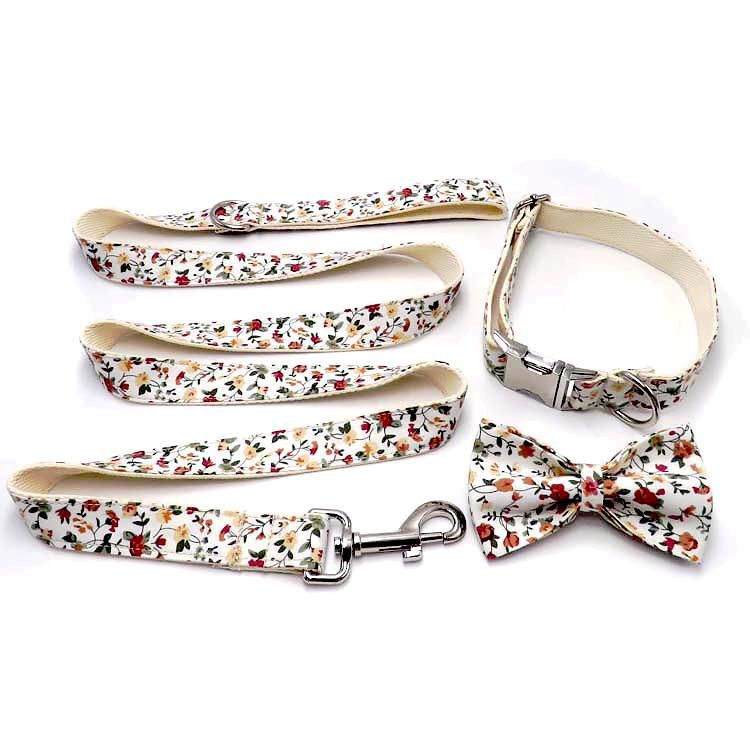 Colorful Comfortable Dog Collar Adjustable Pet Collars with Rose Gold Metal Buckle and Matching Leash