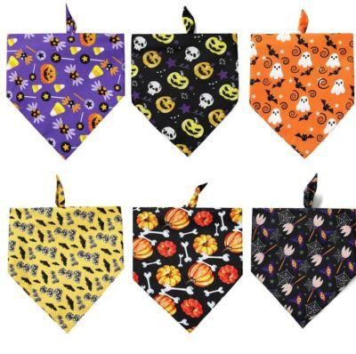 Halloween Dog Bandana Pumpkin Reversible Triangle Bibs Scarf Accessories for Dogs Cats Pets