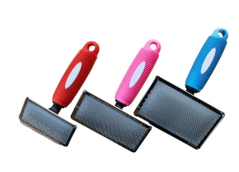 Stainless Steel Pet Shedding Grooming Comb and Brush Red-L