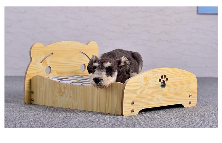 Pet Cat Dog Nest with Mattress Wood House