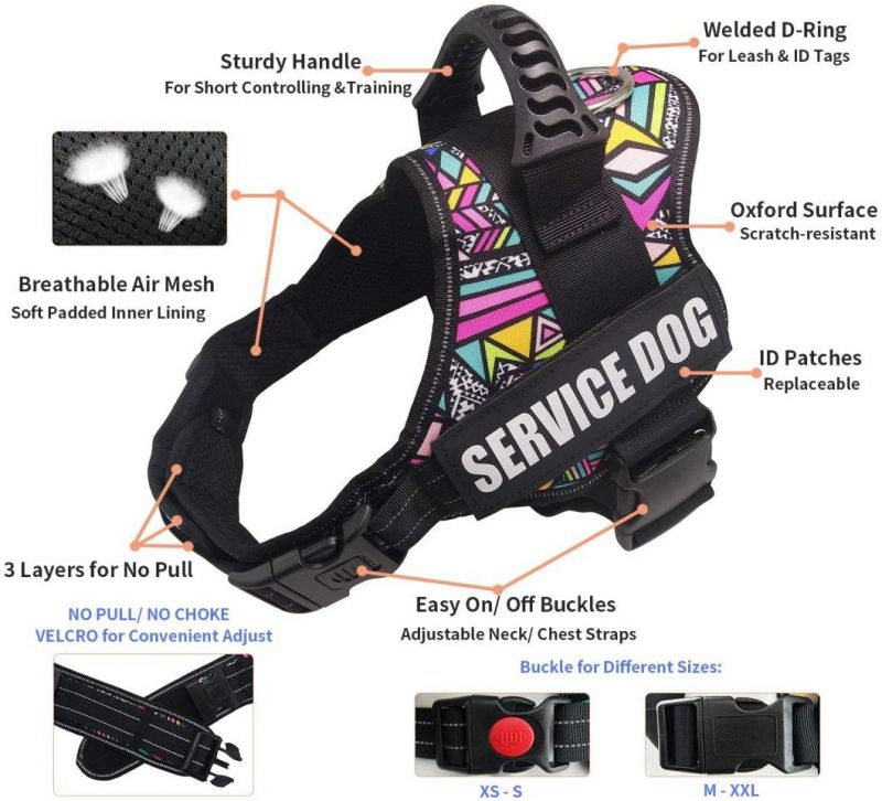 Spupps 6 Fresh Colors Service Dog Vest with No Pull No Chock Reflective Adjustable Padded Dog Harness