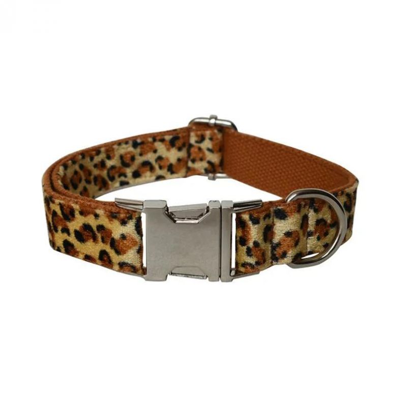 Super Polyester Farbic Leopard Dog Collar with Metal Buckle