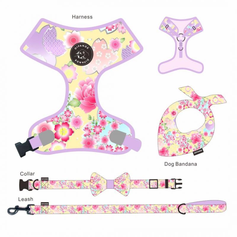 Wholesale Soft New Designer Luxury Waterproof PVC Custom Dog Harness Collar and Leash Set Personalized with Poop Bag