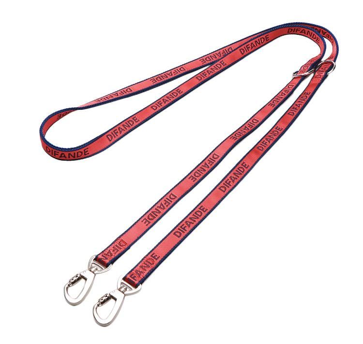 Manufacturer Wholesale Large Nylon Dual Handle Two Hooks Double Dog Leash with Logo