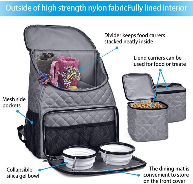 Weekender Travel Food Carriers and Collapsible Bowls Dog Travel Bag Backpack