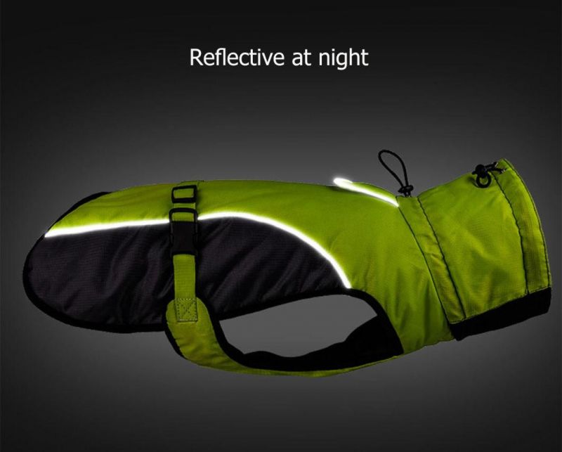 Windproof Hight Collar Dog Jacket with Reflective Strips