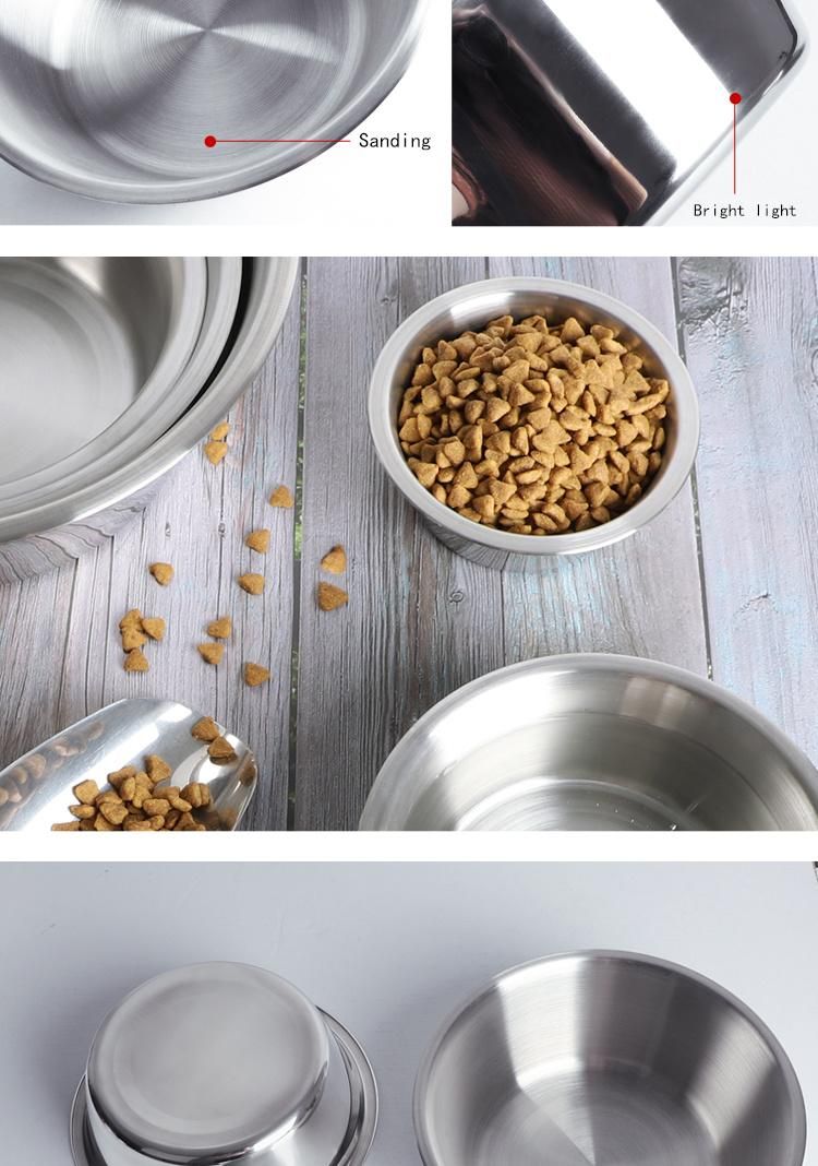 SUS 201 Dog Food Bowl Dish Pet Supplies Drinking Bowl Feeding Plate Stainless Steel Pet Bowl