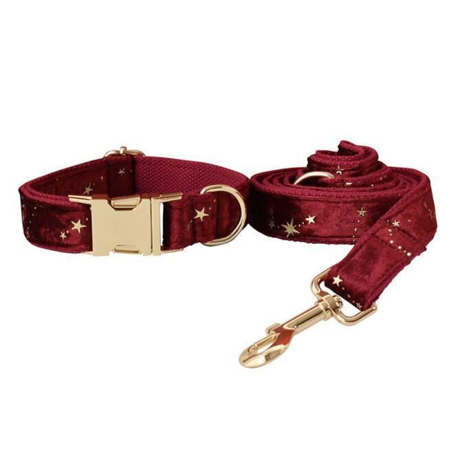 Velvet Dog Collar and Leash Set, Soft Dog Collar and Leash, Adjustable Collars for Dogs