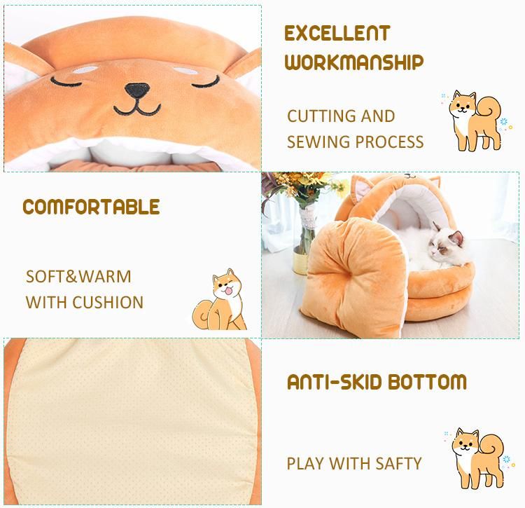 Manufacturer Hot Sale Small Dog Warm Soft Luxury Cat Bed Felt Cat Cave with Cat Window