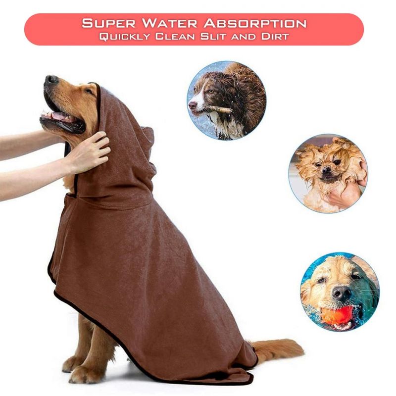 Mircofiber Absorbent Warm Grooming Quick-Dry Dog Cat Towel Bathrobe Wholesale Pet Accessories