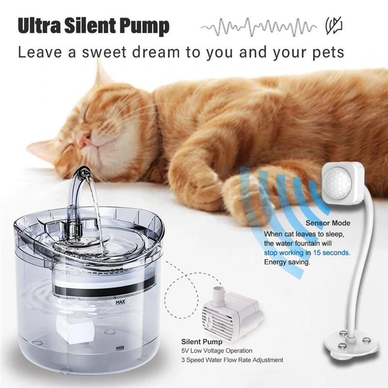 2L Pet Sensor Drinking Feeder with Faucet/ Automatic Cat Water Fountain with Filter