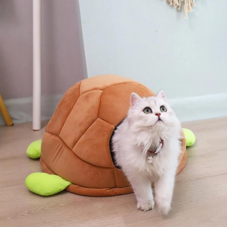 New Style Cute Semi-Closed Pet Beds Soft Comfortable and Warm Tortoise Shell Cat Bed House