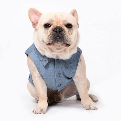 Summer New Casual Pet Dog T-Shirt Clothing Wash Denim T-Shirt Embroidery Dog Clothing Wholesal