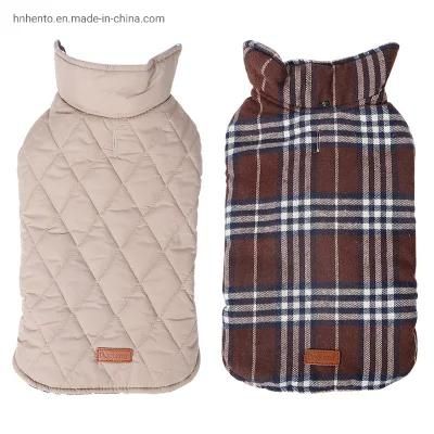 Waterproof Windproof Pet Reversible British Style Clothes Plaid Dog Vest Winter Coat Warm Dog Apparel Jacket for Dog Jacket