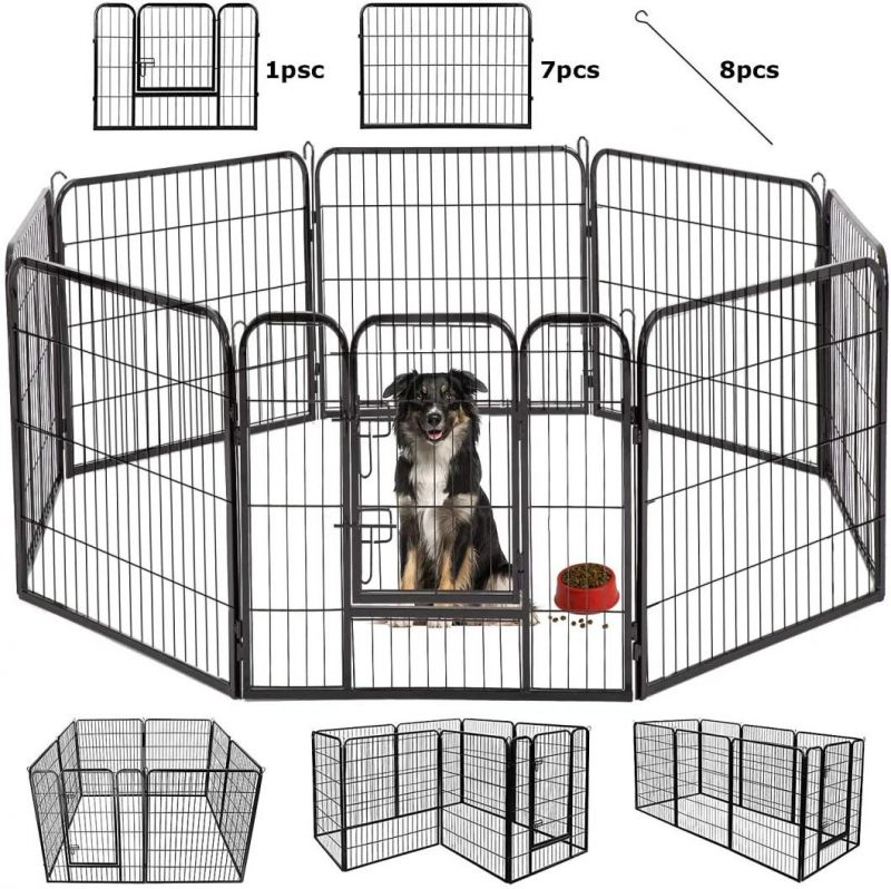 Portable Foldable Metal Steel Pet Dog Exercise Fence Fencing Pen, DIY Metal Dog Fences Dog